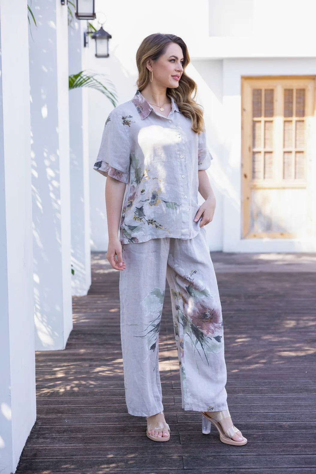 Blouse en lin imprimé floral Graceful – haut léger à boutons