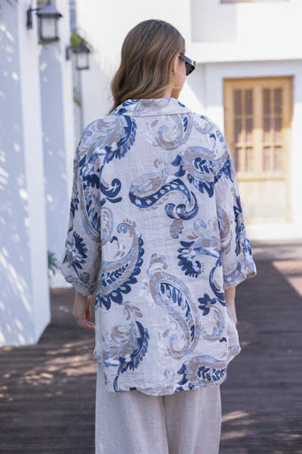 Blouse à imprimés Paisley  – coupe fluide à col classique