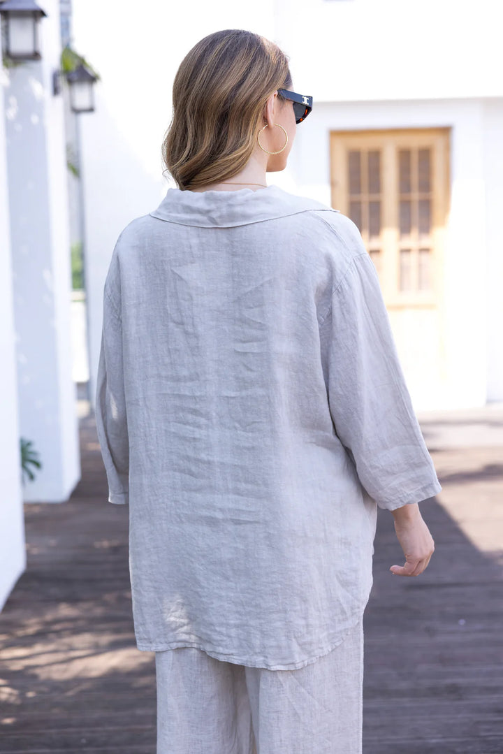 Blouse à col classique manches 3/4 Faye - 100% lin