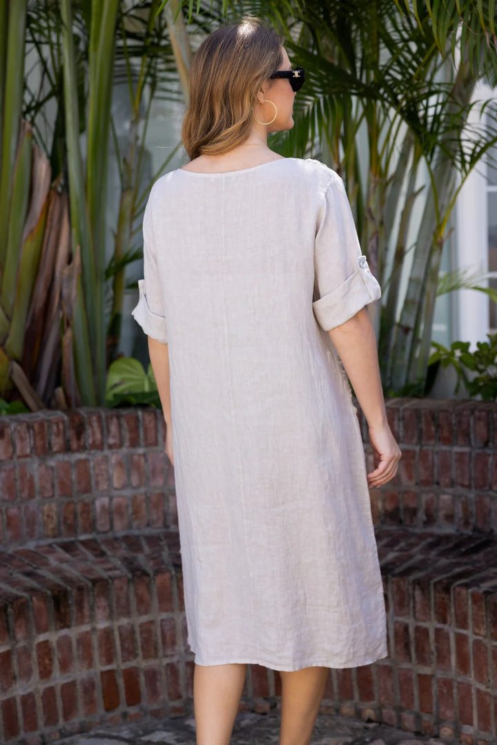 Robe brodée florale Lila’s – Silhouette fluide en lin pur