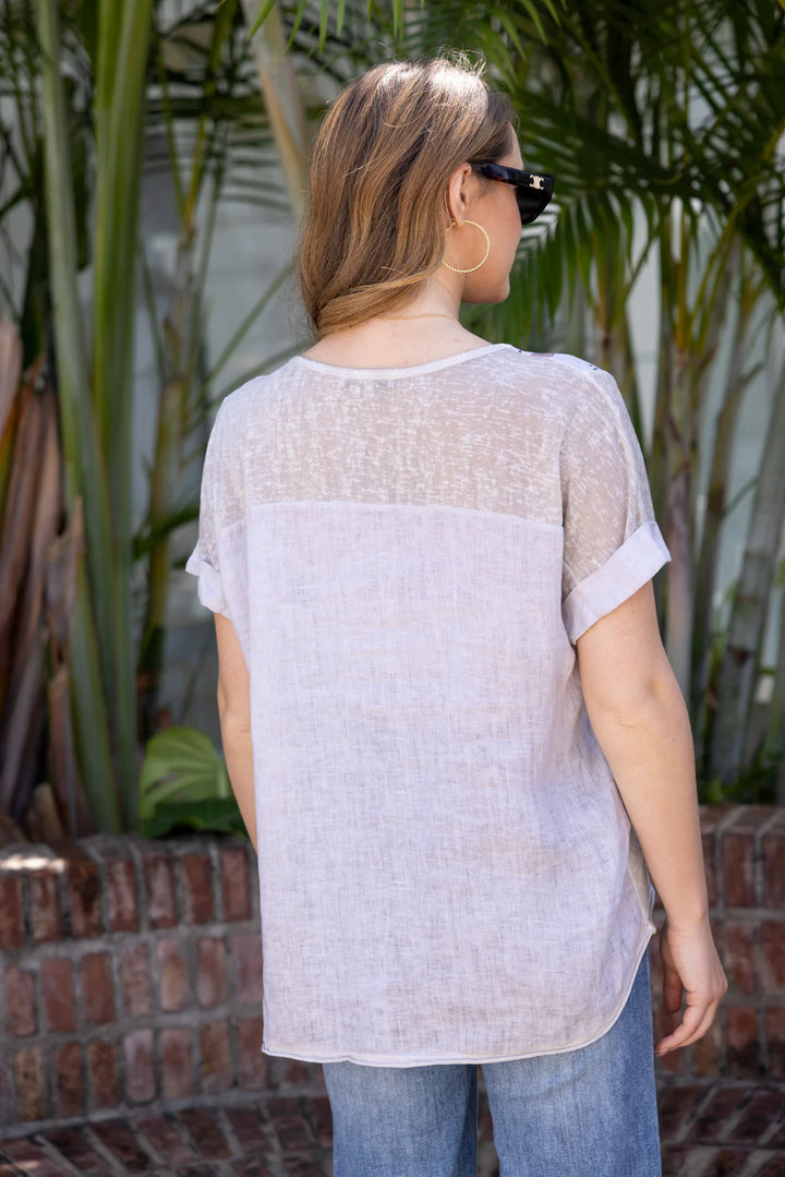 Haut floral délavé Sylvie – 100% lin