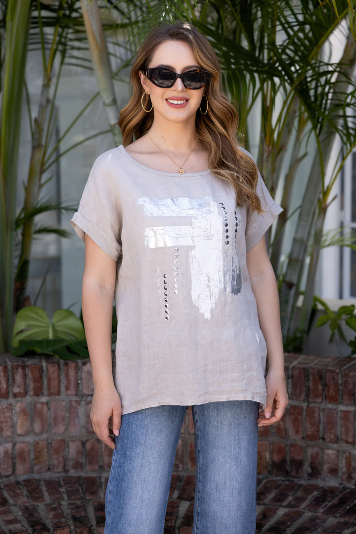 Chandail aux accents or et argent - Coupe décontractée