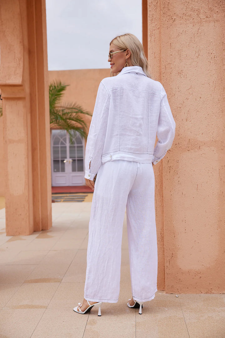 Veston en lin Corrine – Structuré à fines lignes noires