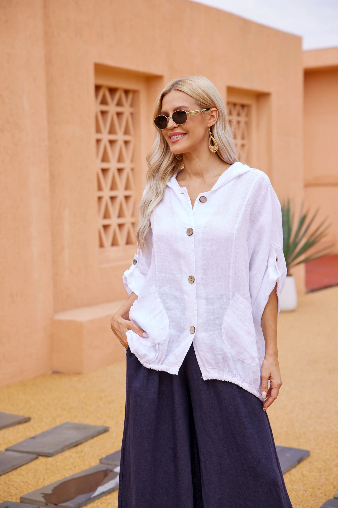 Chemise à capuchon Sunlit – Lin léger et coupe décontractée