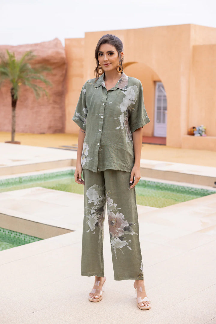Blouse en lin imprimé floral Graceful – haut léger à boutons