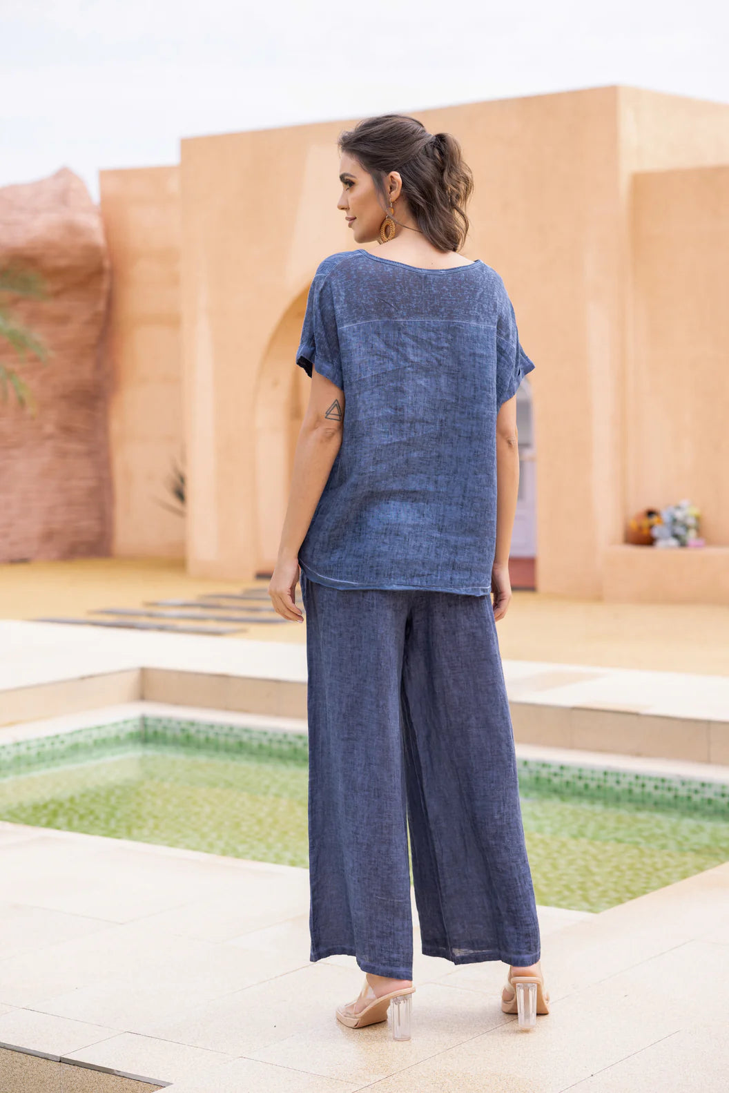 Pantalon en lin délavé – fabriqué en Italie