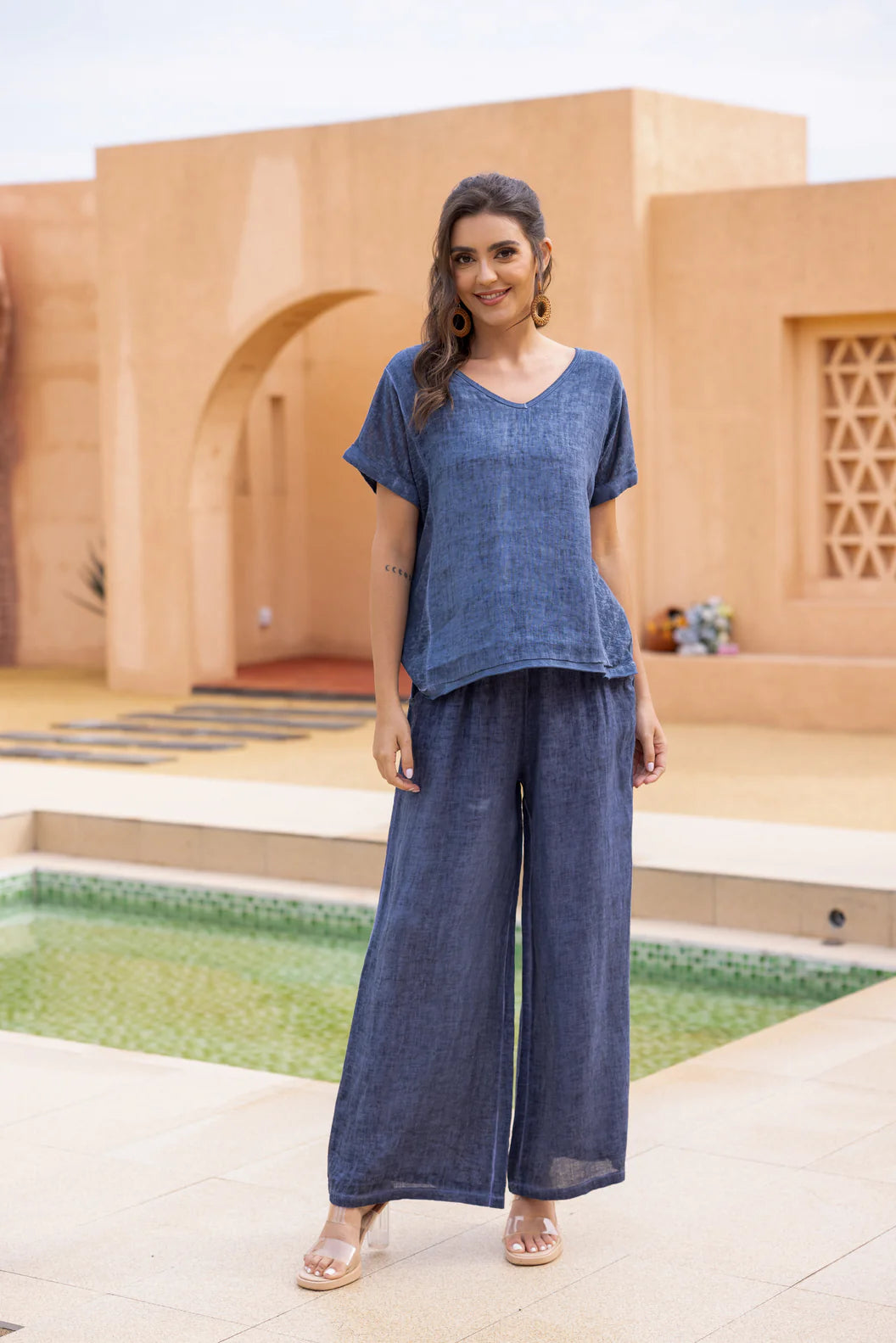 Pantalon en lin délavé – fabriqué en Italie