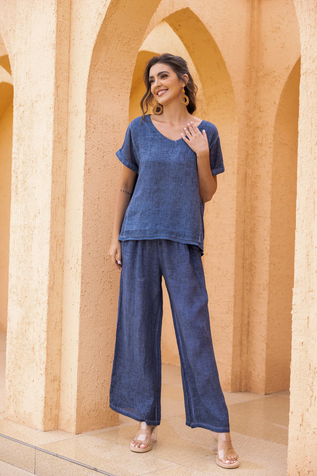 Pantalon en lin délavé – fabriqué en Italie