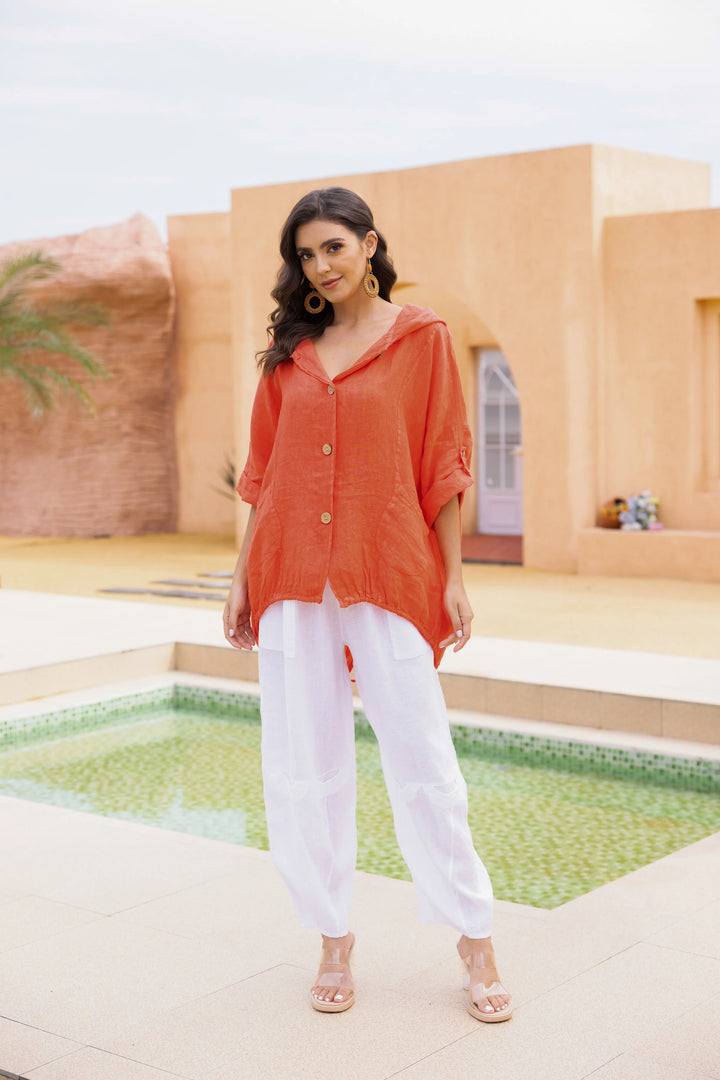 Chemise à capuchon Sunlit – Lin léger et coupe décontractée