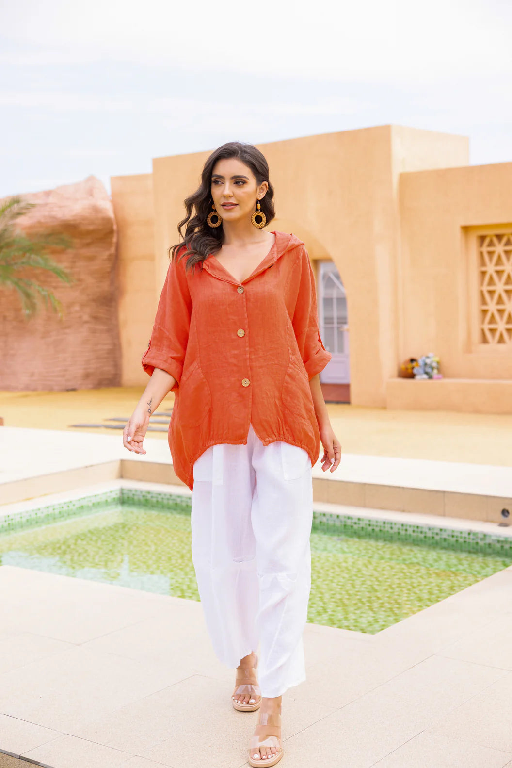 Chemise à capuchon Sunlit – Lin léger et coupe décontractée