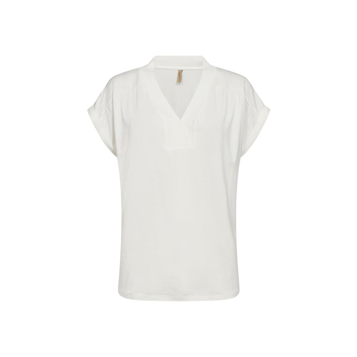 T-shirt blanc pratique avec col en v