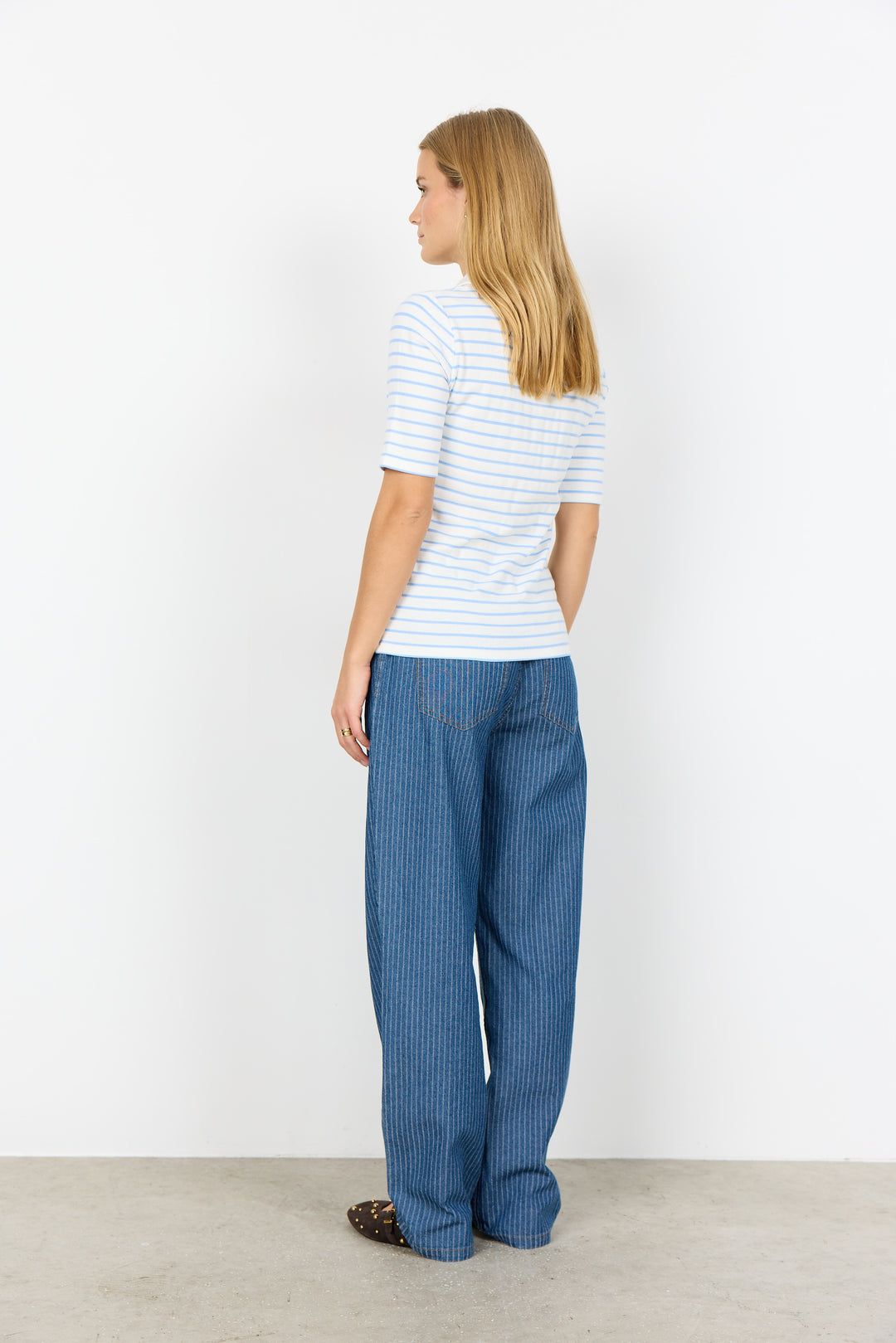 T-shirt rayé à col classique Caimie