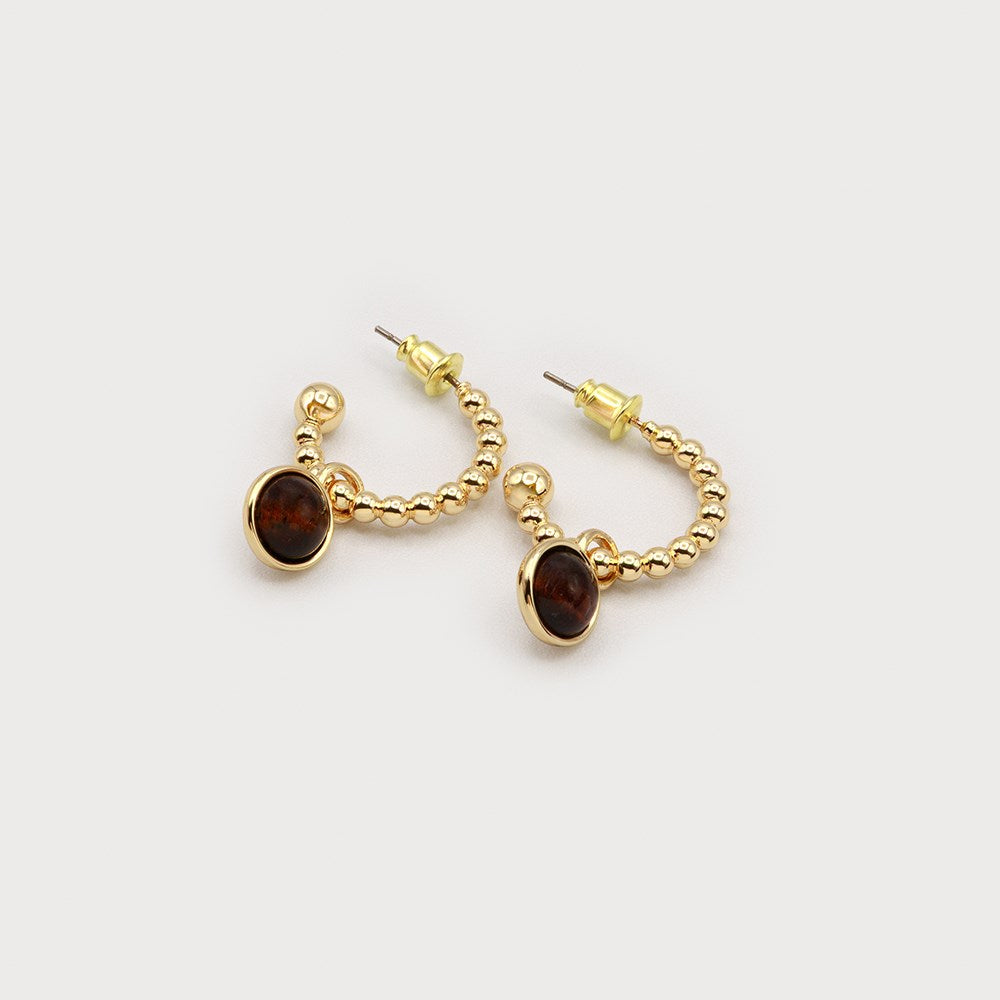 Boucles d’oreilles anneau texturé - Bijou avec pierre décorative