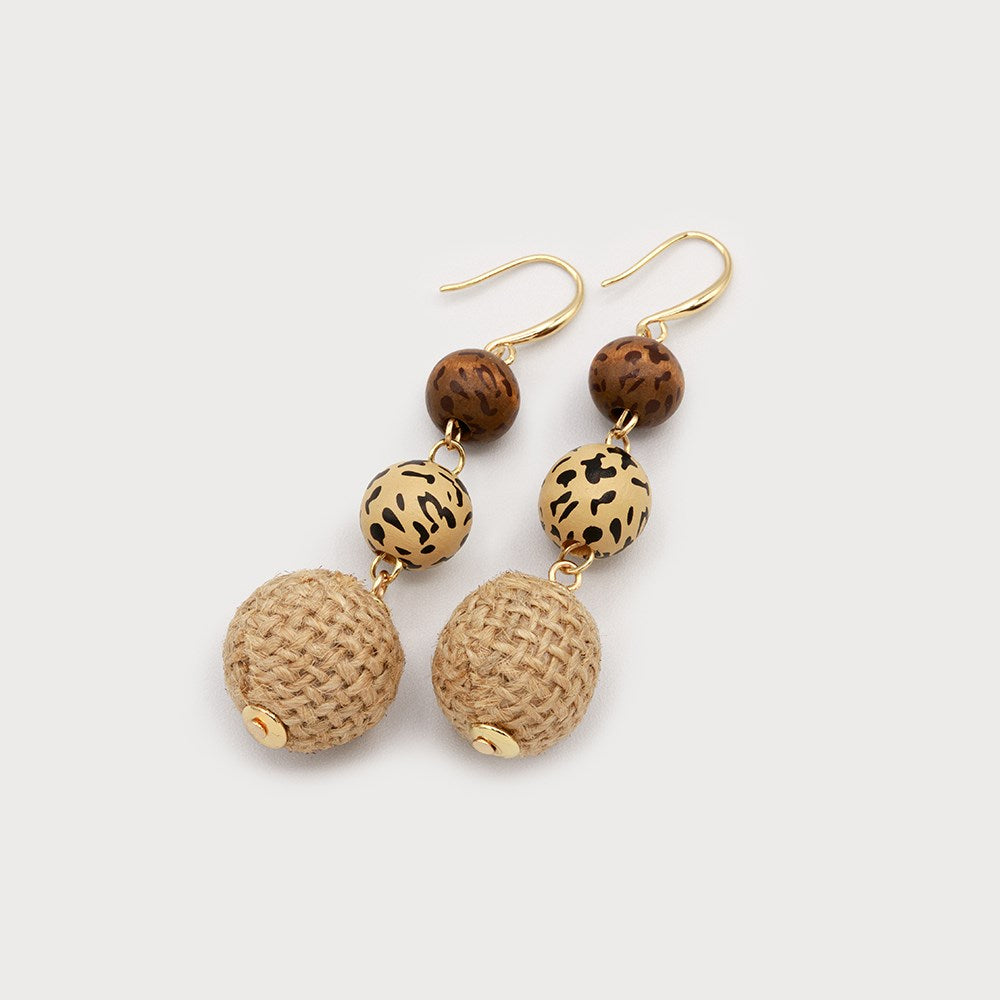 Boucles d’oreilles à billes mixtes sur crochet - Style naturel