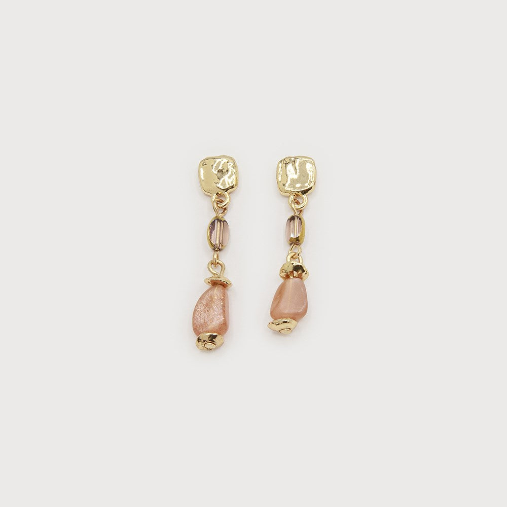 Natural stone earrings on hammered disc