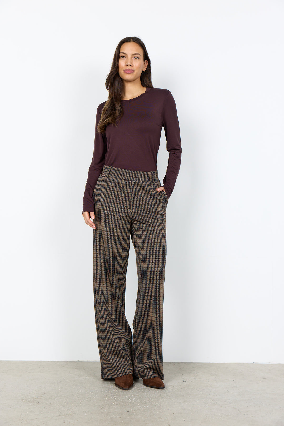 Pantalon à coupe large et motif à carreaux Hekla - Écoresponsable en mélange de viscose