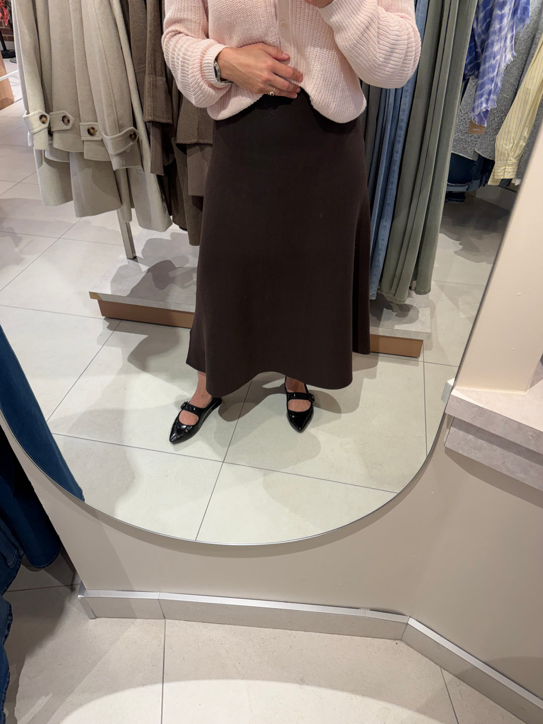 Jupe ligne A en tricot Vikesa - Longueur mi-longue