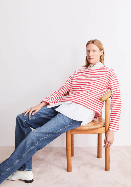 Chandail en jersey rayé - Ample en coton biologique