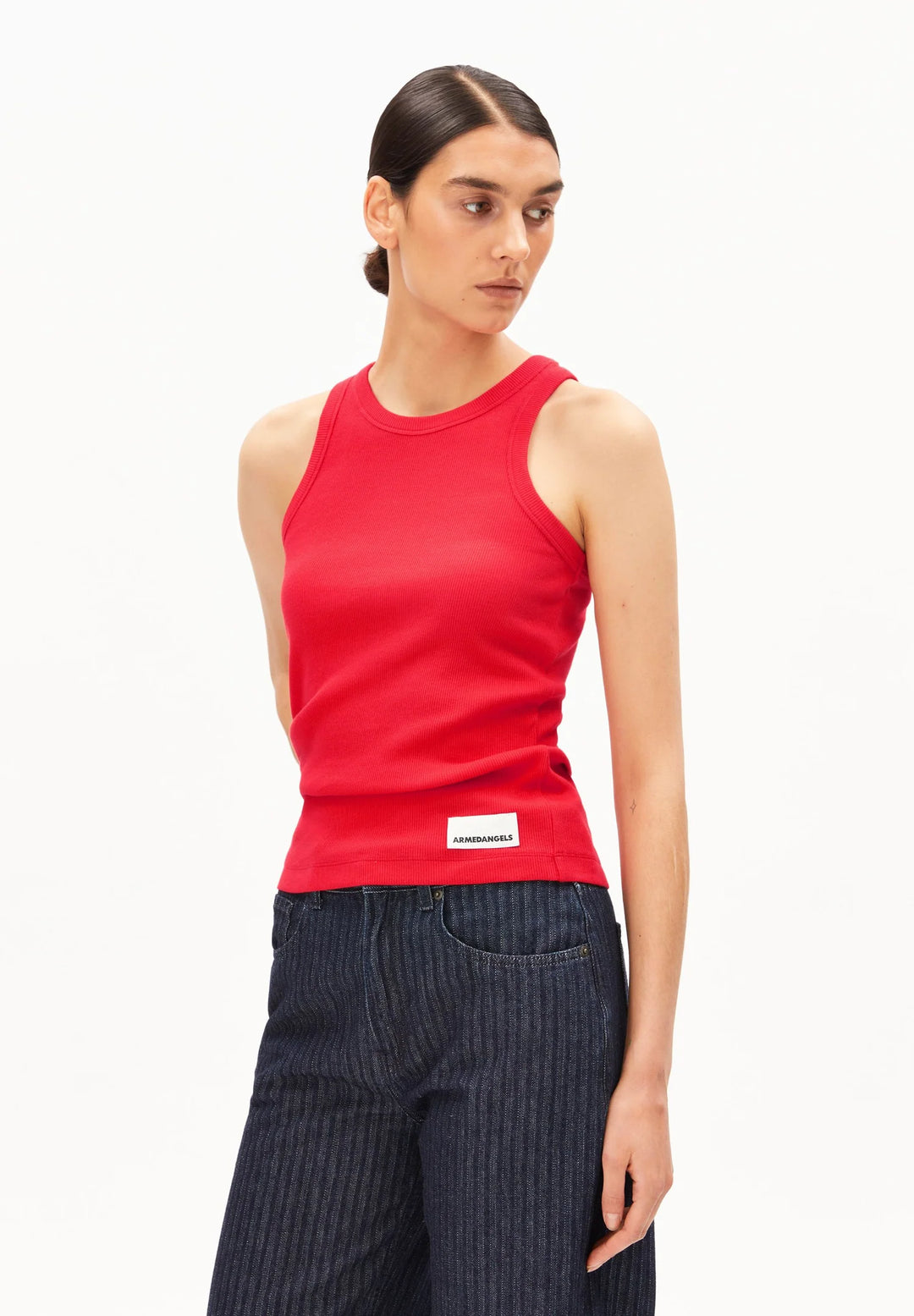 Camisole à encolure ronde Kanitaa - Haut ajusté uni en coton biologique extensible