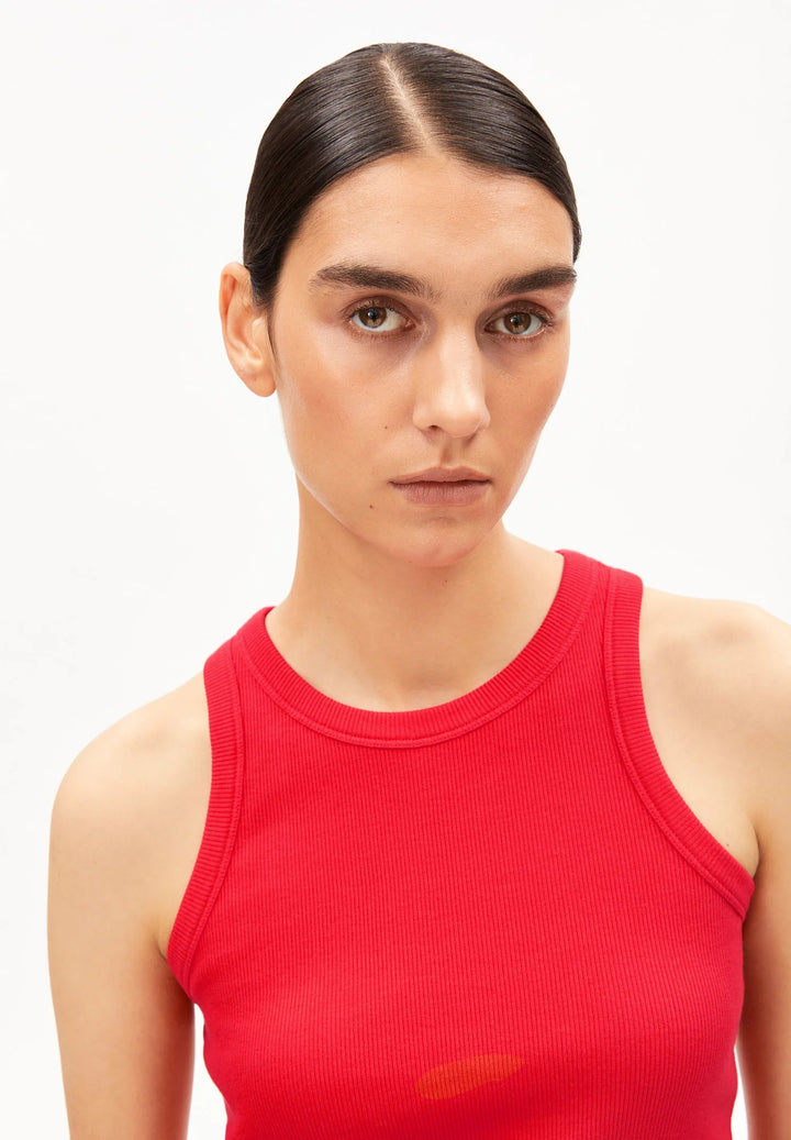 Camisole à encolure ronde Kanitaa - Haut ajusté uni en coton biologique extensible