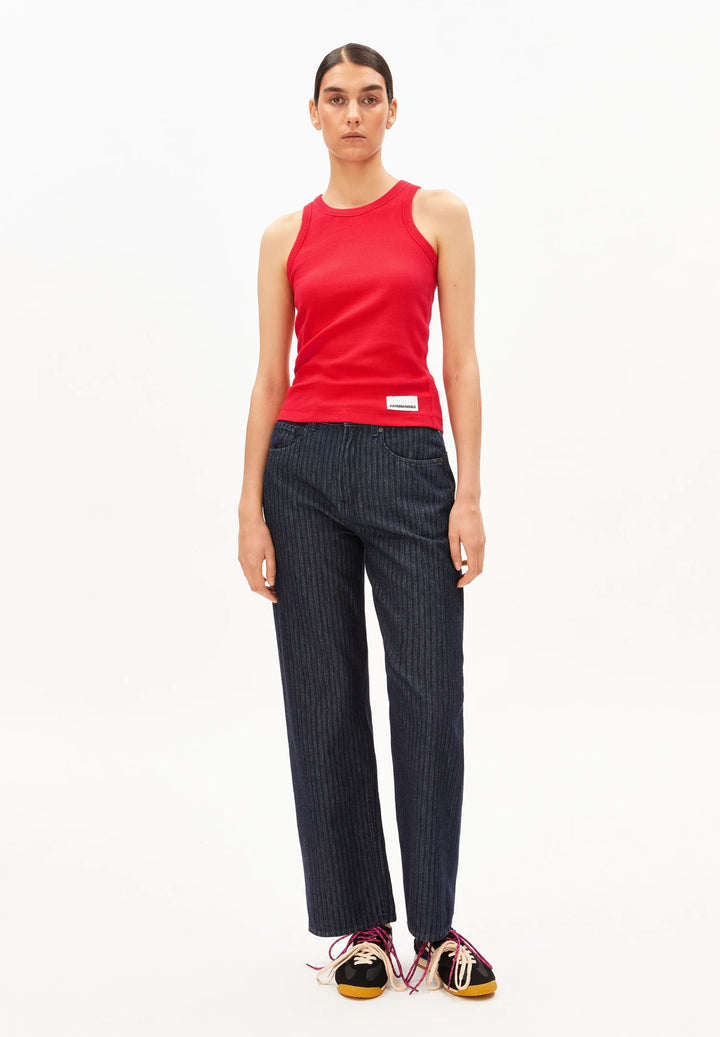 Camisole à encolure ronde Kanitaa - Haut ajusté uni en coton biologique extensible