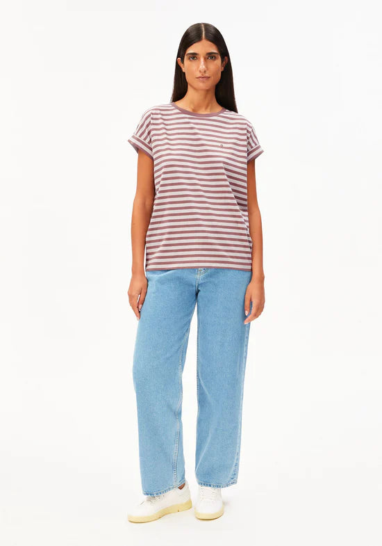 T-shirt à lignes framboises Idaara