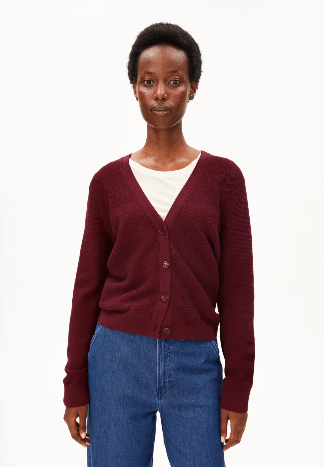 Cardigan à encolure en V Menaal - En pur coton biologique