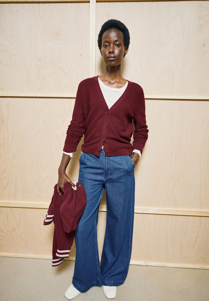 Cardigan à encolure en V Menaal - En pur coton biologique