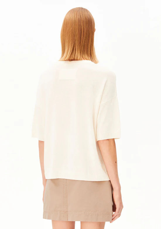 Fine knit short-sleeved jumper - Organic cotton blend