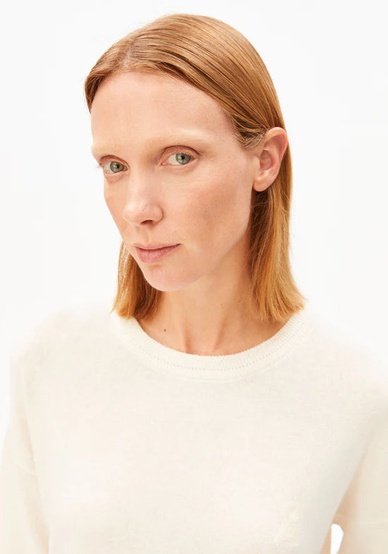 Fine knit short-sleeved jumper - Organic cotton blend