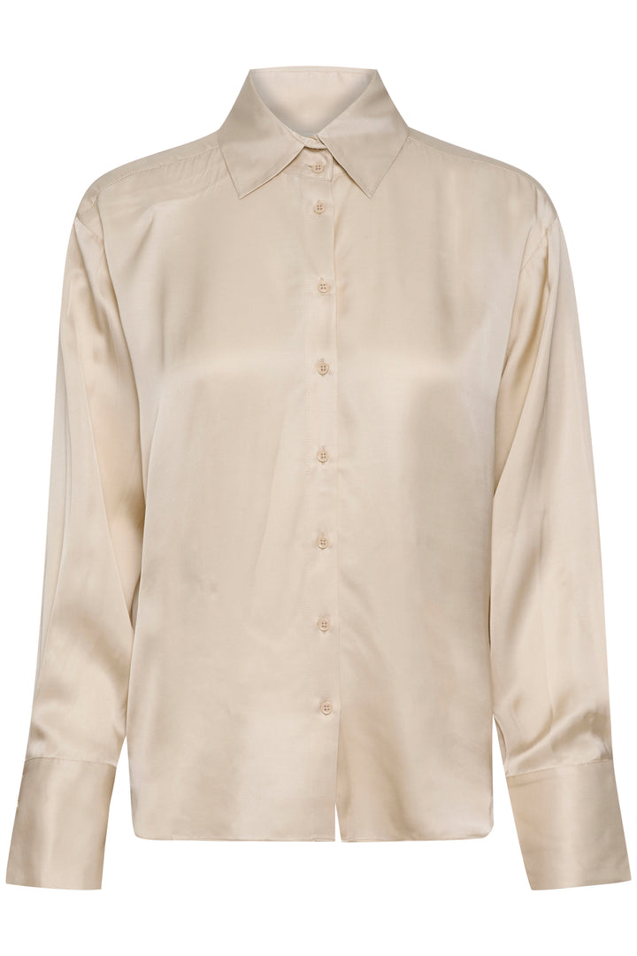Chemise en satin avec ourlets aux poignets Pauline