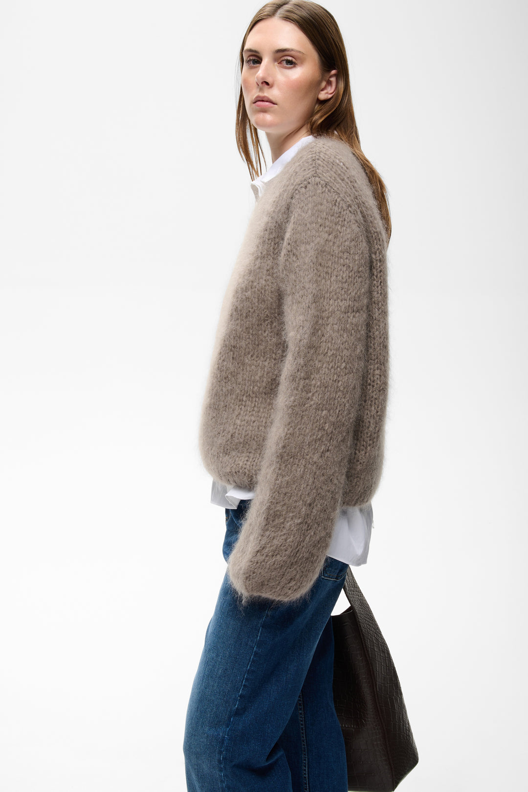 Pull en tricot de mohair et laine Jetra - Avec mailles aérées et manches amples