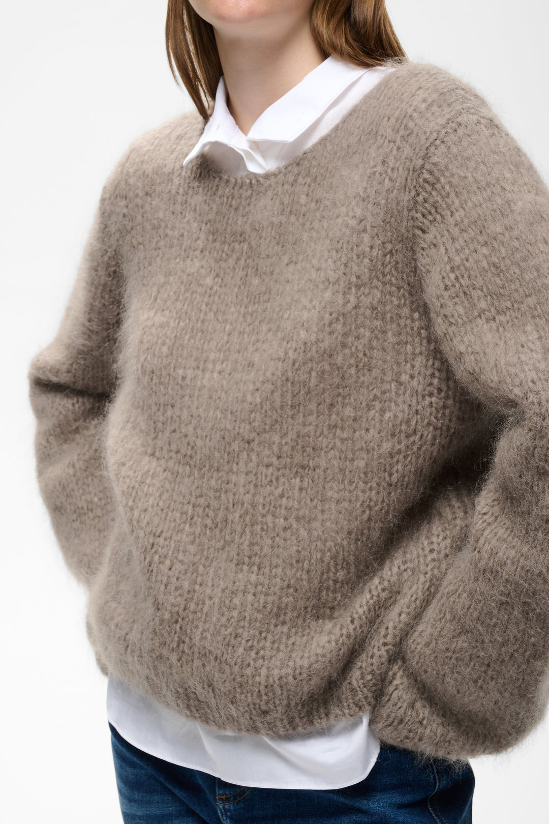 Pull en tricot de mohair et laine Jetra - Avec mailles aérées et manches amples