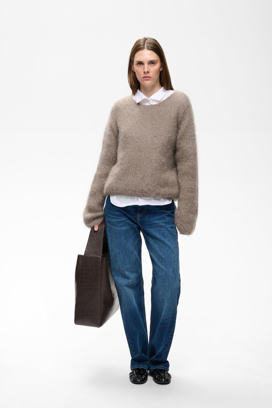 Pull en tricot de mohair et laine Jetra - Avec mailles aérées et manches amples