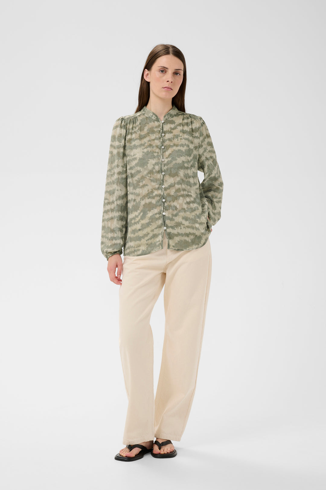 Chemisier imprimé Cielle - Rayures tigrées et tissu fluide