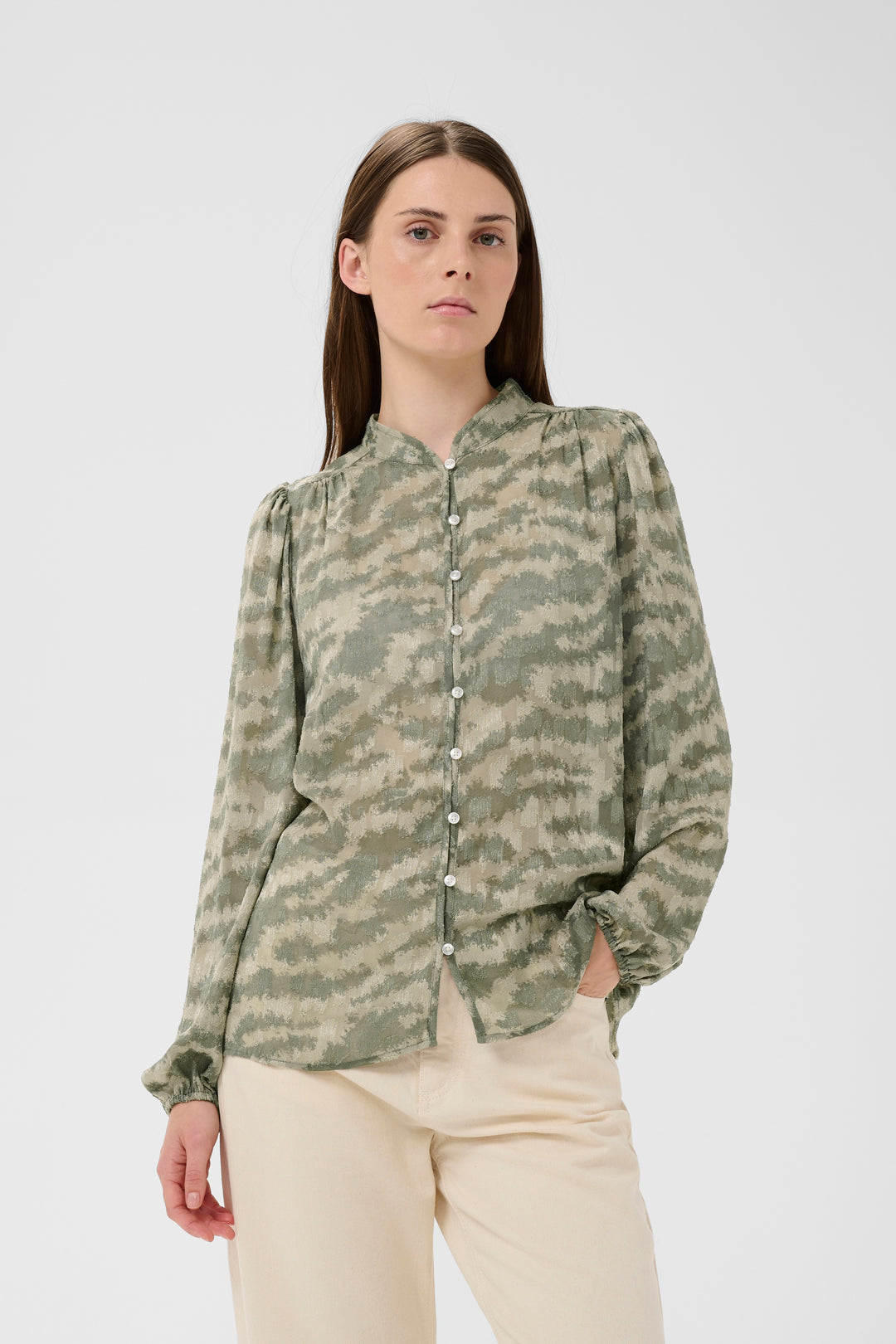 Chemisier imprimé Cielle - Rayures tigrées et tissu fluide