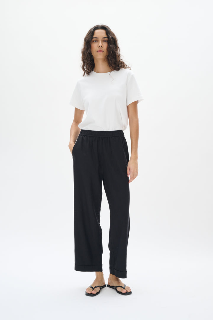 Pantalon en mélange de lin et viscose - Coupe ample et relax