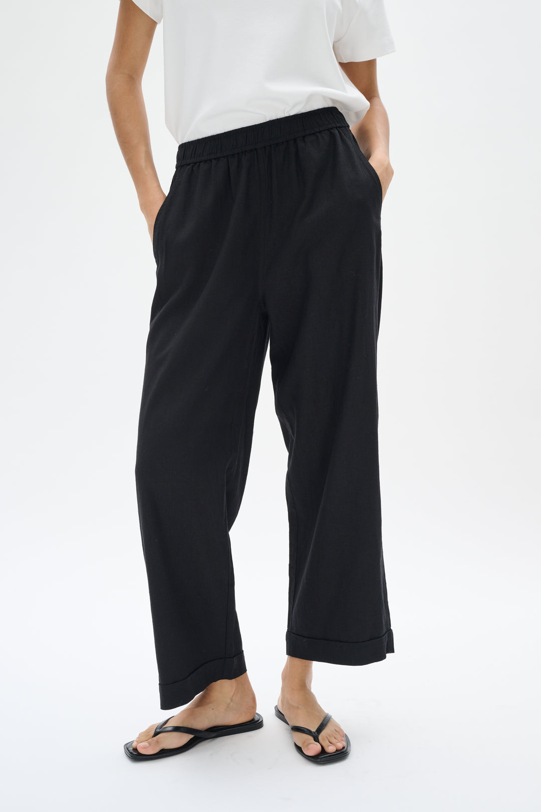 Pantalon en mélange de lin et viscose - Coupe ample et relax