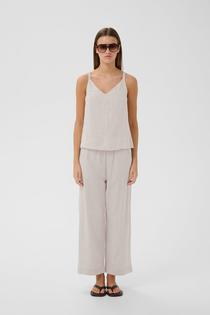 Pantalon en mélange de lin et viscose - Coupe ample et relax