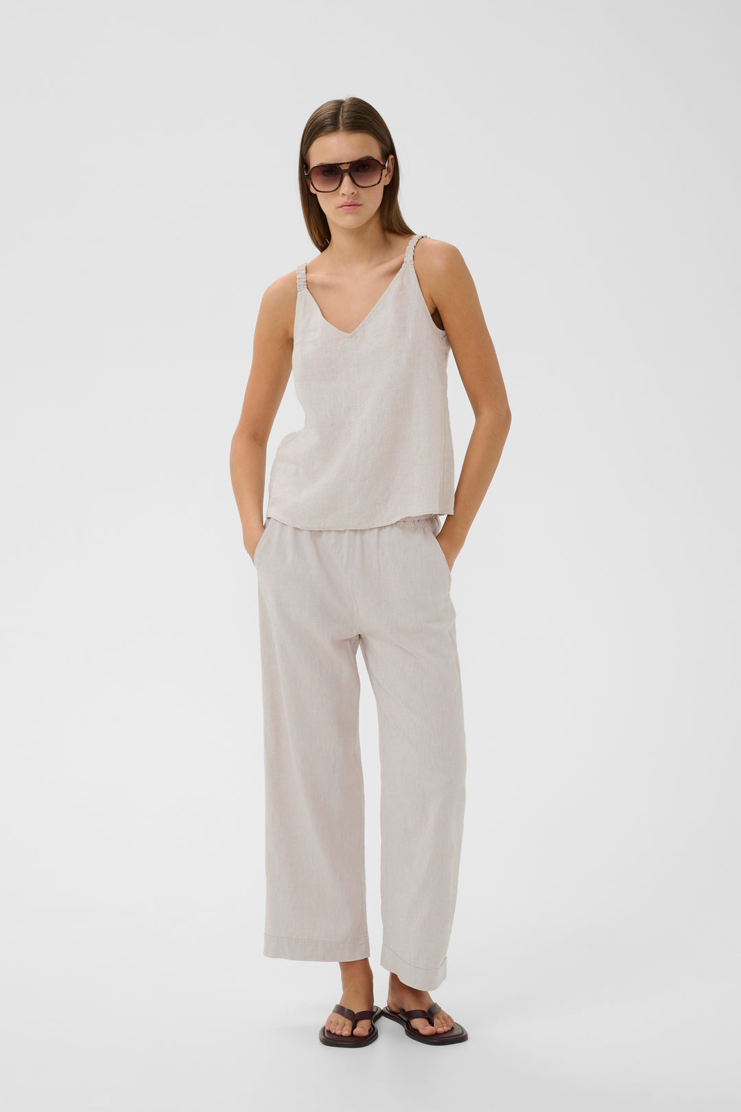 Pantalon en mélange de lin et viscose - Coupe ample et relax