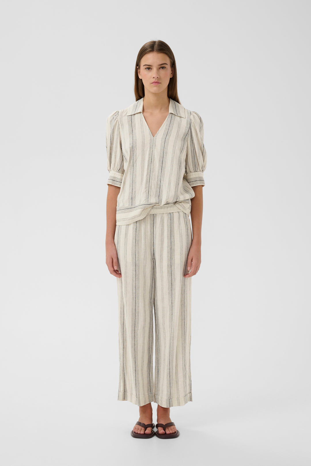 Pantalon en mélange de lin et viscose - Coupe ample et relax