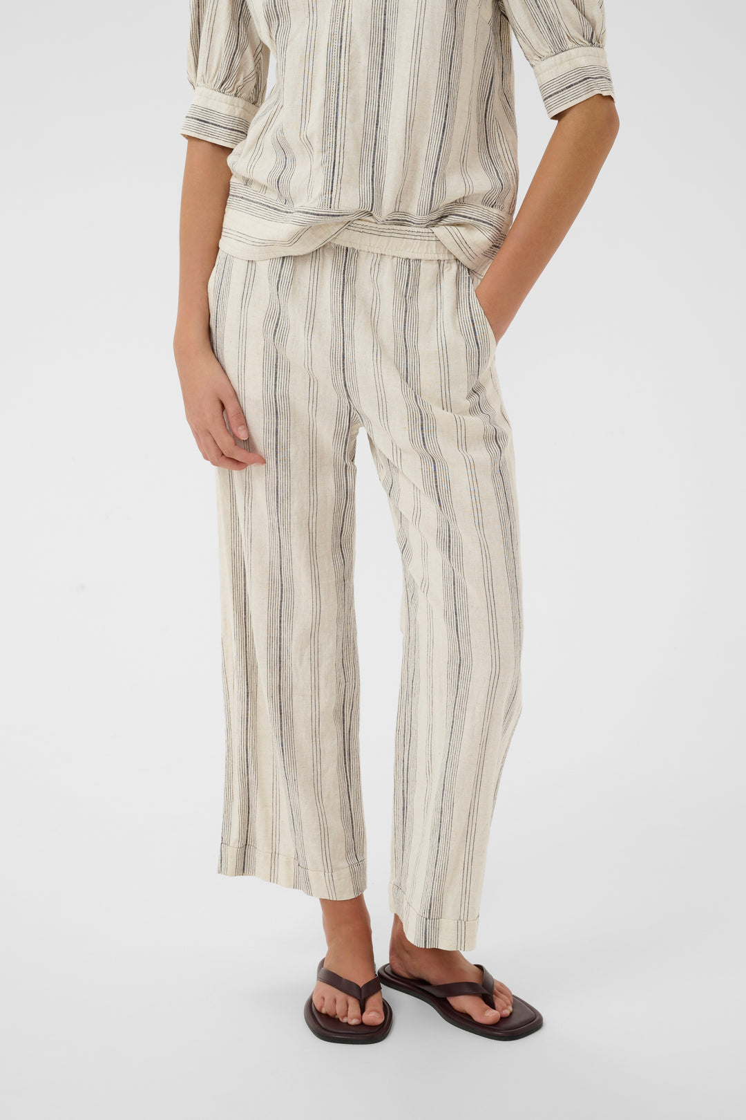 Pantalon en mélange de lin et viscose - Coupe ample et relax