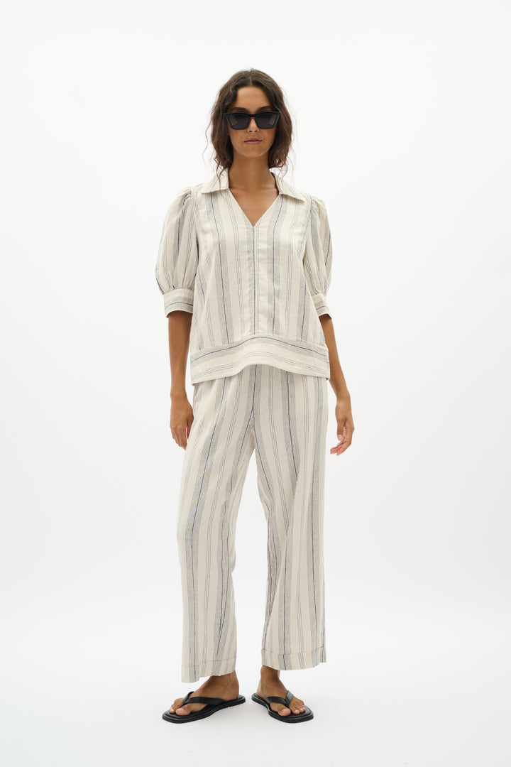 Pantalon en mélange de lin et viscose - Coupe ample et relax