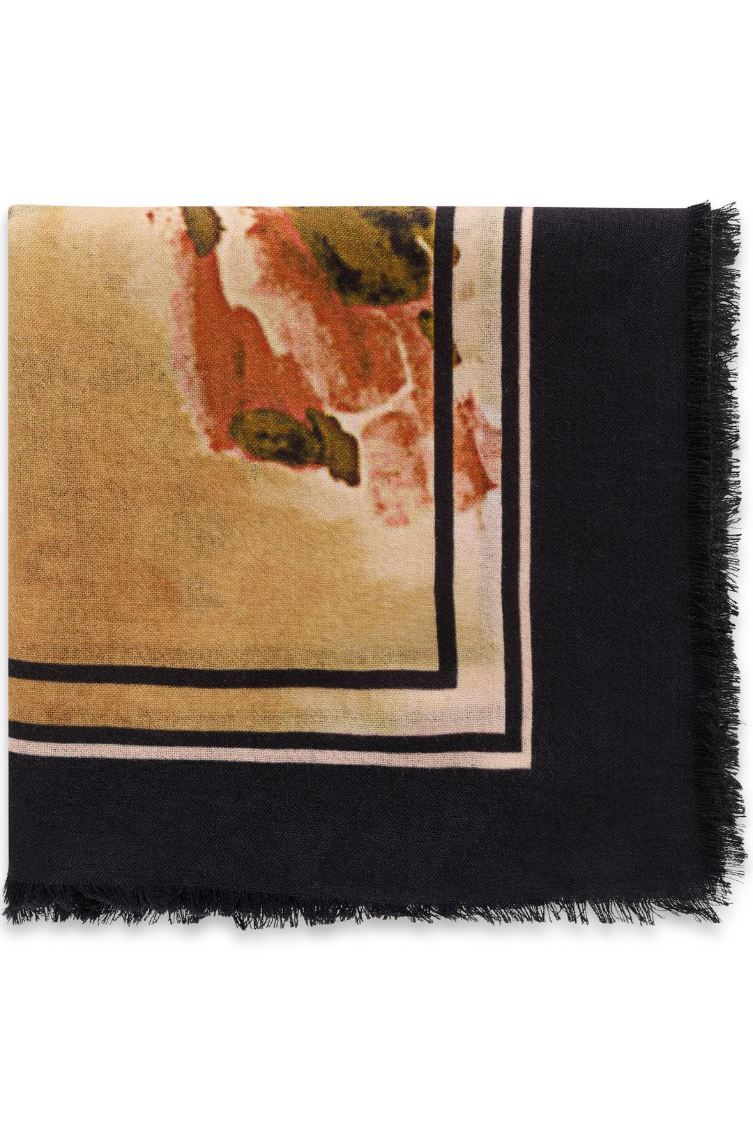 Foulard en pure laine à imprimé Ami - Bordures finement effilochées