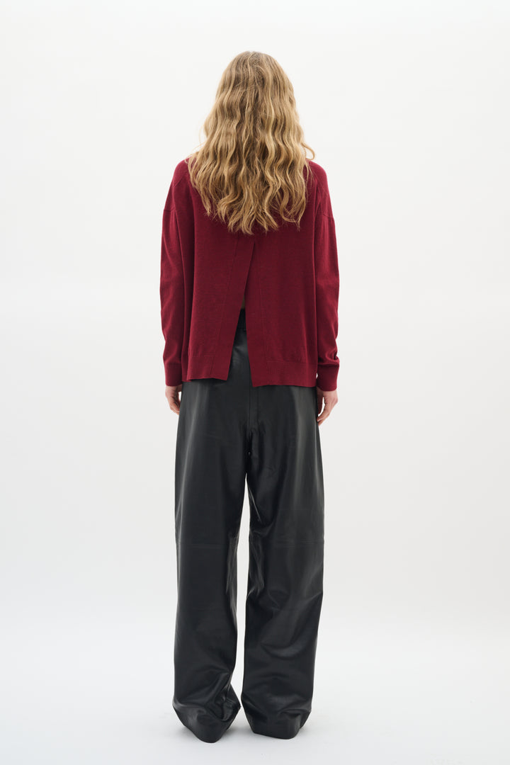 Pull bordeau à dos fendu Glea