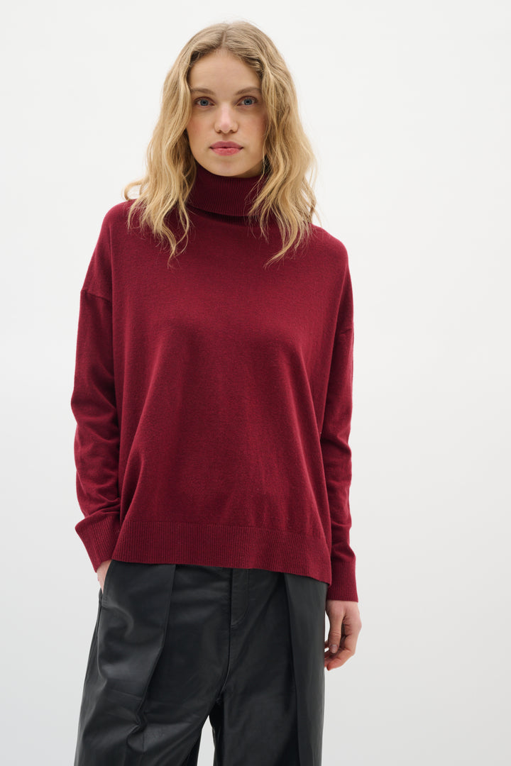 Pull bordeau à dos fendu Glea