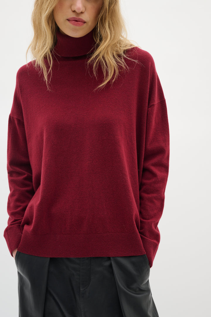 Pull bordeau à dos fendu Glea