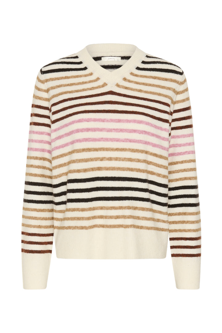 Chandail doux en tricot enrichi de laine et d'alpaga Guni - Avec col en V et coupe droite