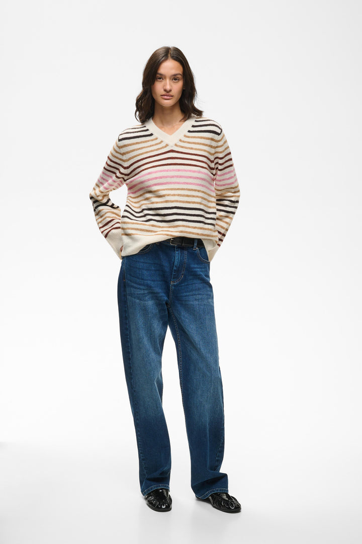 Chandail doux en tricot enrichi de laine et d'alpaga Guni - Avec col en V et coupe droite