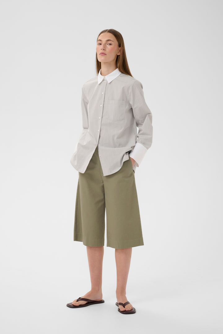 Pantalon en coton Diaz - Taille régulière et coupe sous le genou